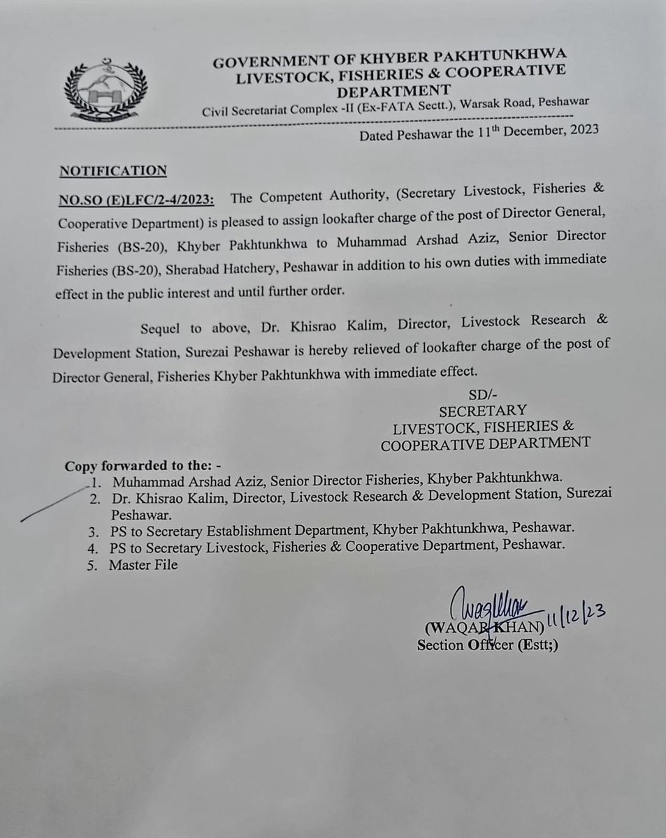 adoakp's tweet photo. مبارک ہو، 
ڈائریکٹوریٹ جنرل فشریز کے ملازمین نے پانچ سال کی مسلسل کوشش کے بعد اپنی کھوئی ہوئی ساک بحال کردی۔ ڈائریکٹوریٹ جنرل فشریز کا ایڈیشنل چارج محمد ارشد  عزیز کو بہت بہت مباک ہو https://t.co/pTFSkZhBva
