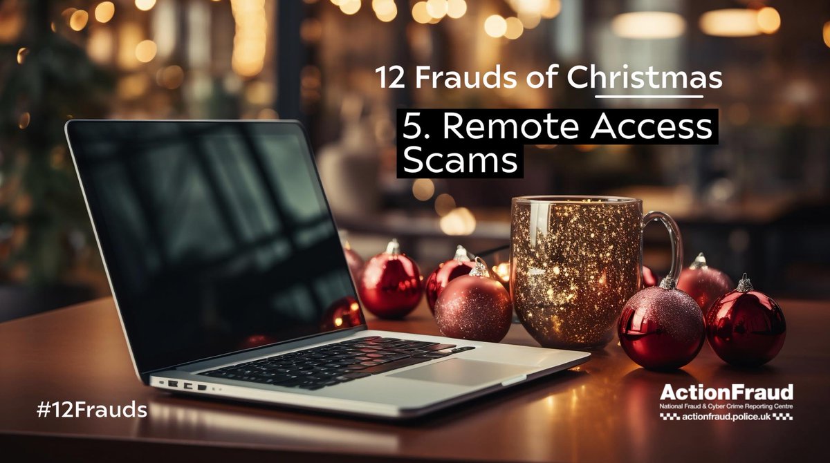 Some of the most common scams reported to Action Fraud involve fraudsters con-necting remotely to a victim’s computer. ⚠️Never allow remote access to your computer following an unsolicited call, text message or browser pop-up. actionfraud.police.uk/remoteaccess #12Frauds