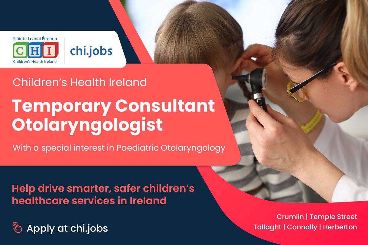 Join the team driving innovation in children's healthcare. Applications are invited for the role of Temporary Consultant Otolaryngologist with a special interest in Paediatric Otolaryngology. Apply at: ow.ly/JmkM50Qhutw