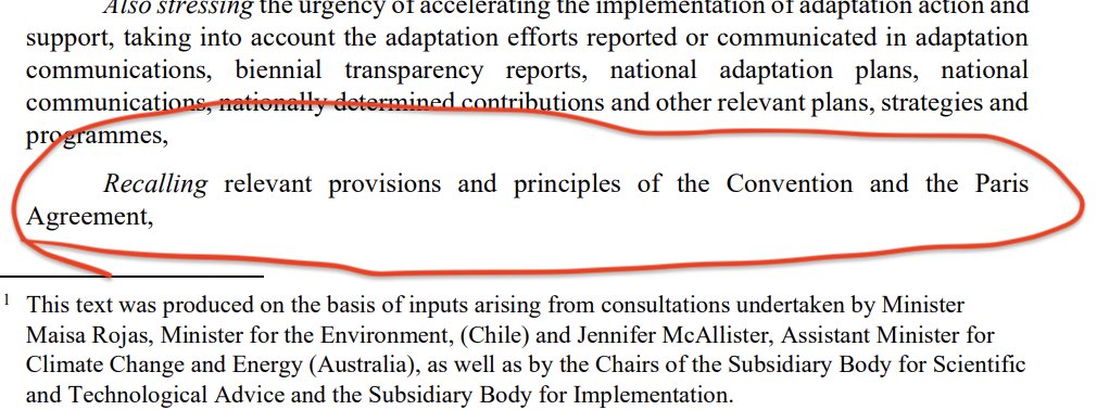 A few bits from the latest text for global goal on adaptation at #COP28 ...

Removed option for text on equity &amp; "common but differentiated responsibility" - something lots of developed countries say is vital for them.

Instead, some weaker language "recalling" these principles