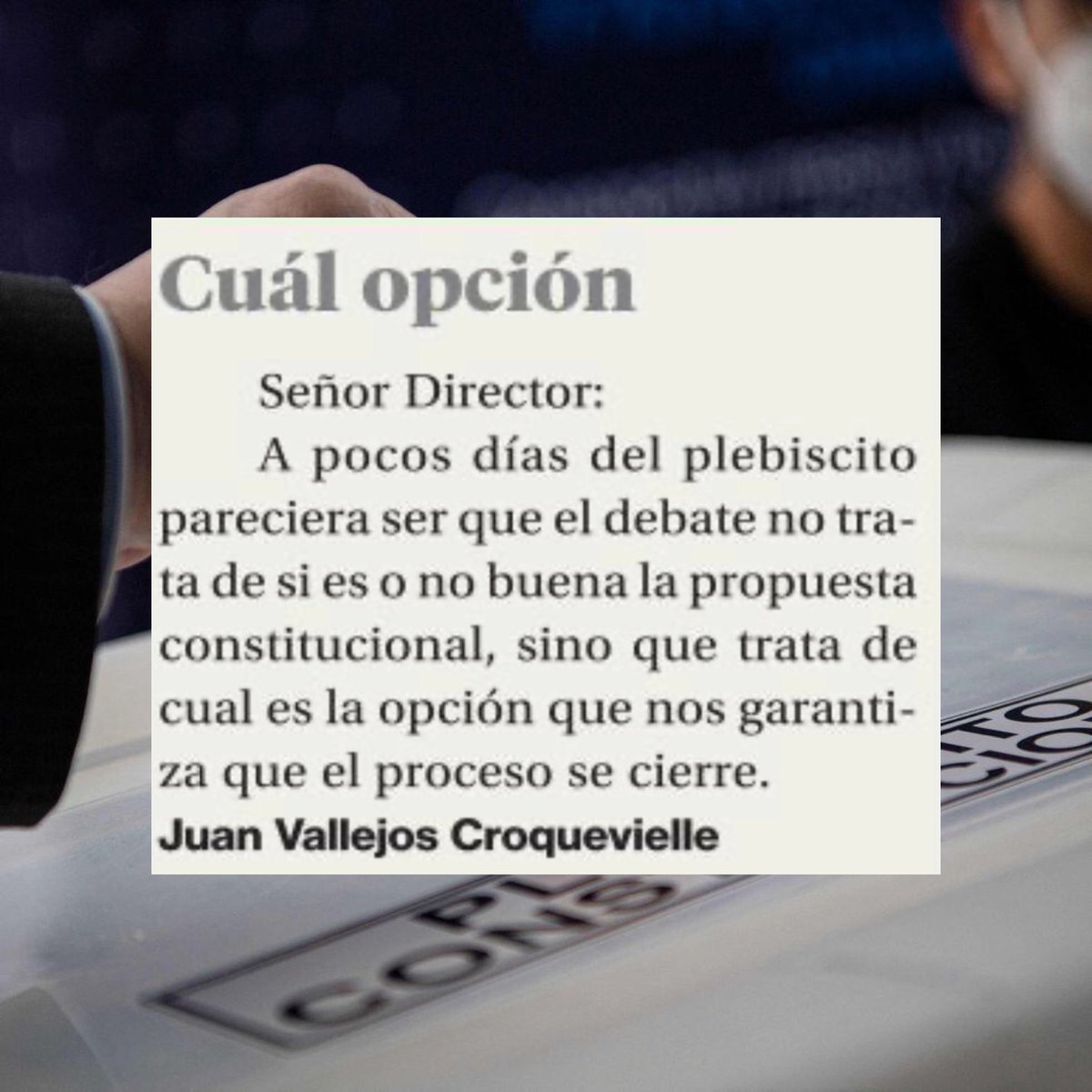 #CartaAlDirector de hoy en La Segunda. ¿Qué votamos?
