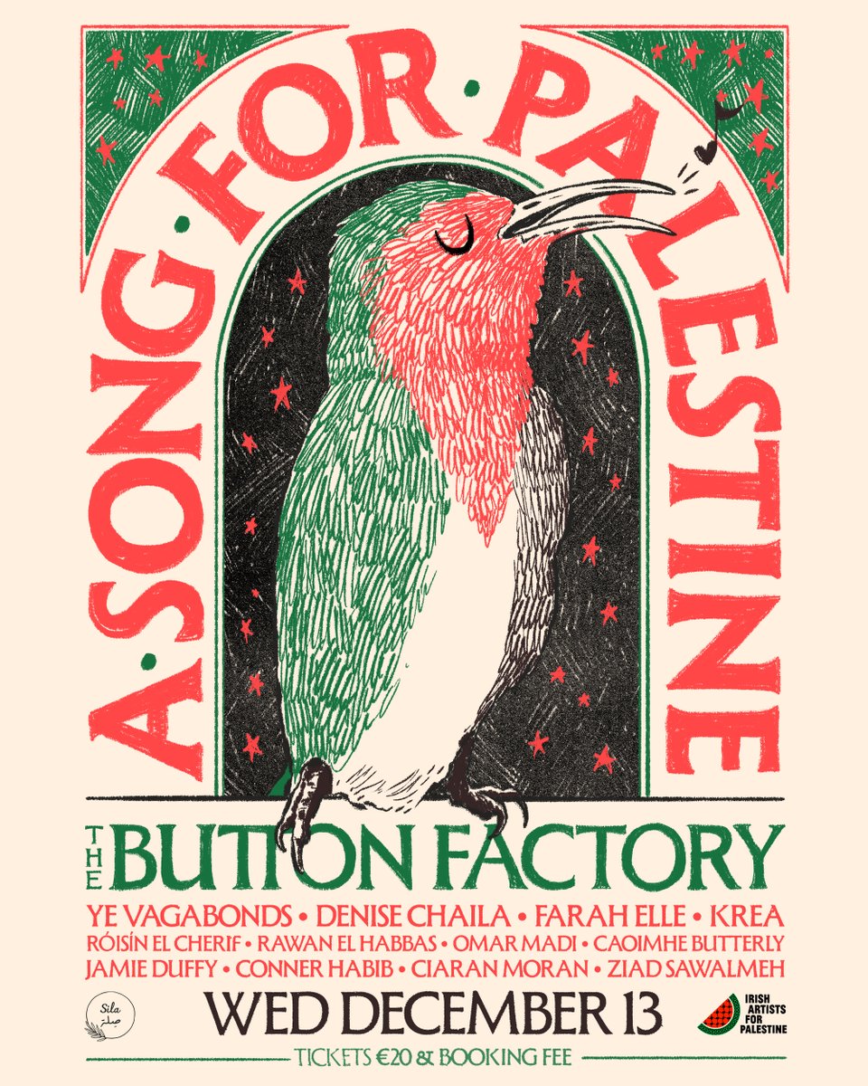 Hi friends, I'll be one of the opening acts for @yevagabonds & @DeniseChaila - speaking at the Button Factory this Wednesday in a benefit for Palestine. 20 bucks, all proceeds go to Palestine Children's Relief Fund. Tickets: eventbrite.ie/e/irish-artist…