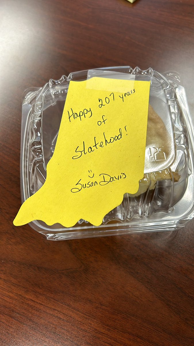 The official pie of Indiana, sugar cream, to celebrate 207 years.  Thank you Ms. Davis!!!