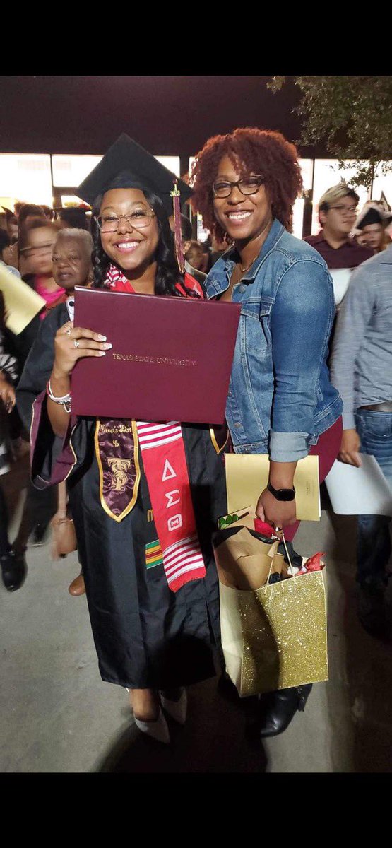 #Happy #graduation from @txst to Kyla Gibson, a Health Sciences major with a Concentration in Fine Motor Therapy and a minor in #AfAmStudies. I'll miss seeing your face twice a week!