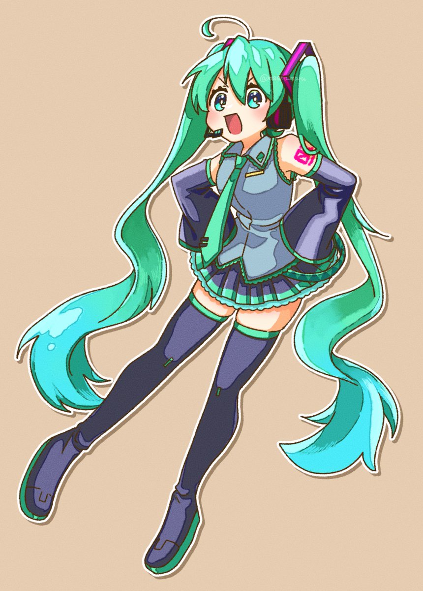 hatsune miku 1girl solo long hair twintails thighhighs skirt necktie  illustration images