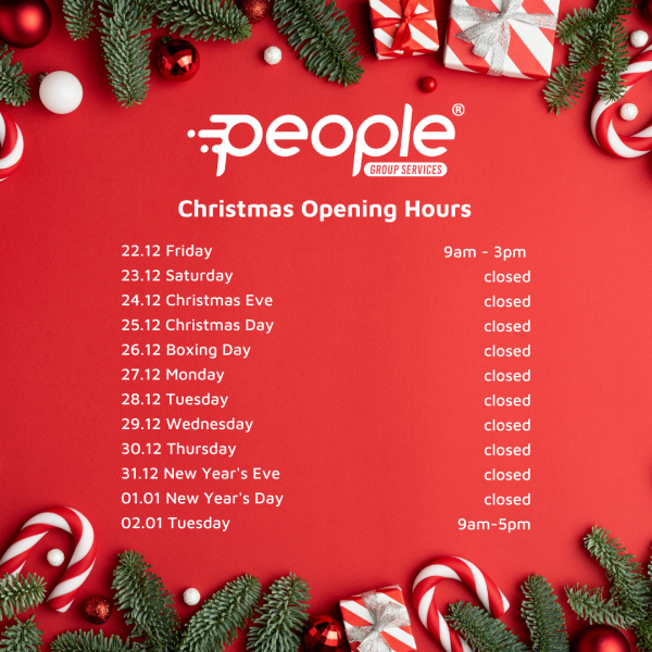🎄Christmas Opening Hours🎄

We wanted to inform you of our Christmas opening hours at People Group Services. Rest assured, payroll processing will continue without interruption and we will be working according to our usual schedules.
#Payroll #Recruitment
