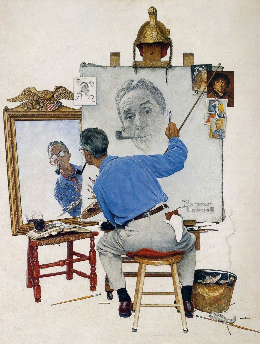 <a href="/JEROGAL1/">Jerogal</a> <a href="/zapata_painter/">Rénald ZAPATA</a> #lapauseclope surenchère avec un triple autoportrait (+ études) de Norman Rockwell