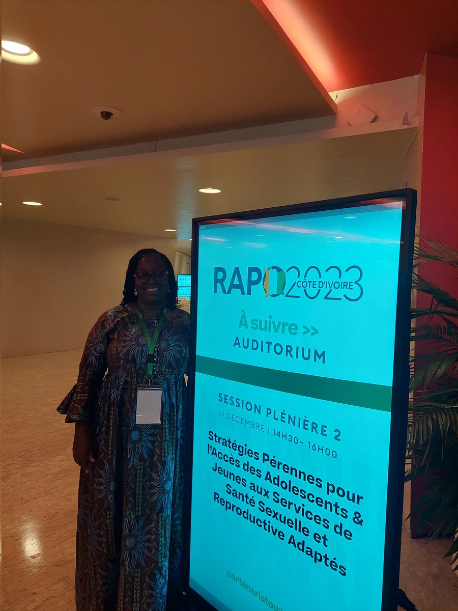 Excited to represent <a href="/GIRLCenterPC/">GIRL Center</a>'s West &amp; Central Africa Regional Hub at the 12th <a href="/POuagaPF/">Partenariat de Ouaga</a> Annual Meeting in Abidjan. This year's theme is "Gender and reproductive health: strategies for social and
behavioral change for youth". #RAPO2023