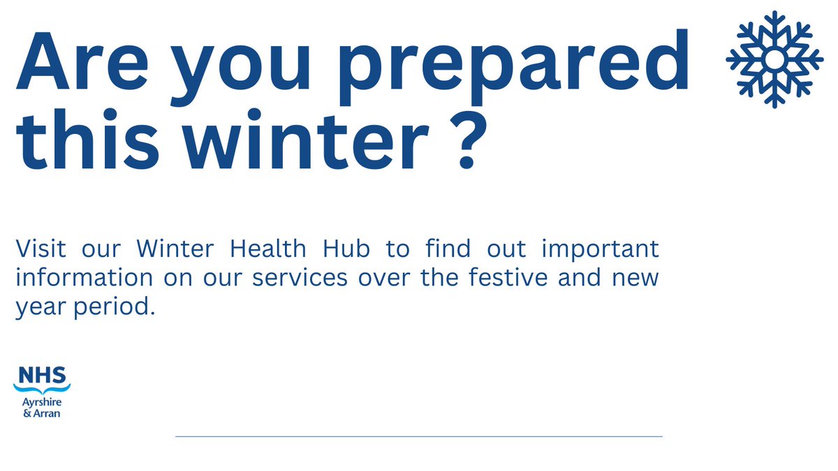Are you winter ready? It's important to make sure you are prepared for the colder days. Visit our Winter Health Hub for all the information you need on our winter services. nhsaaa.net/services/servi…