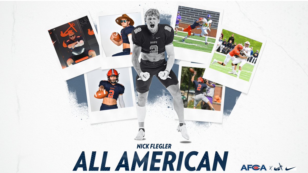 Sophomore safety Nick Flegler has become Hope College Football's 21st All-American after being selected as one of seven defensive backs in NCAA Division III to American Football Coaches Association All-America Teams. #d3fb 

athletics.hope.edu/news/2023/12/1…