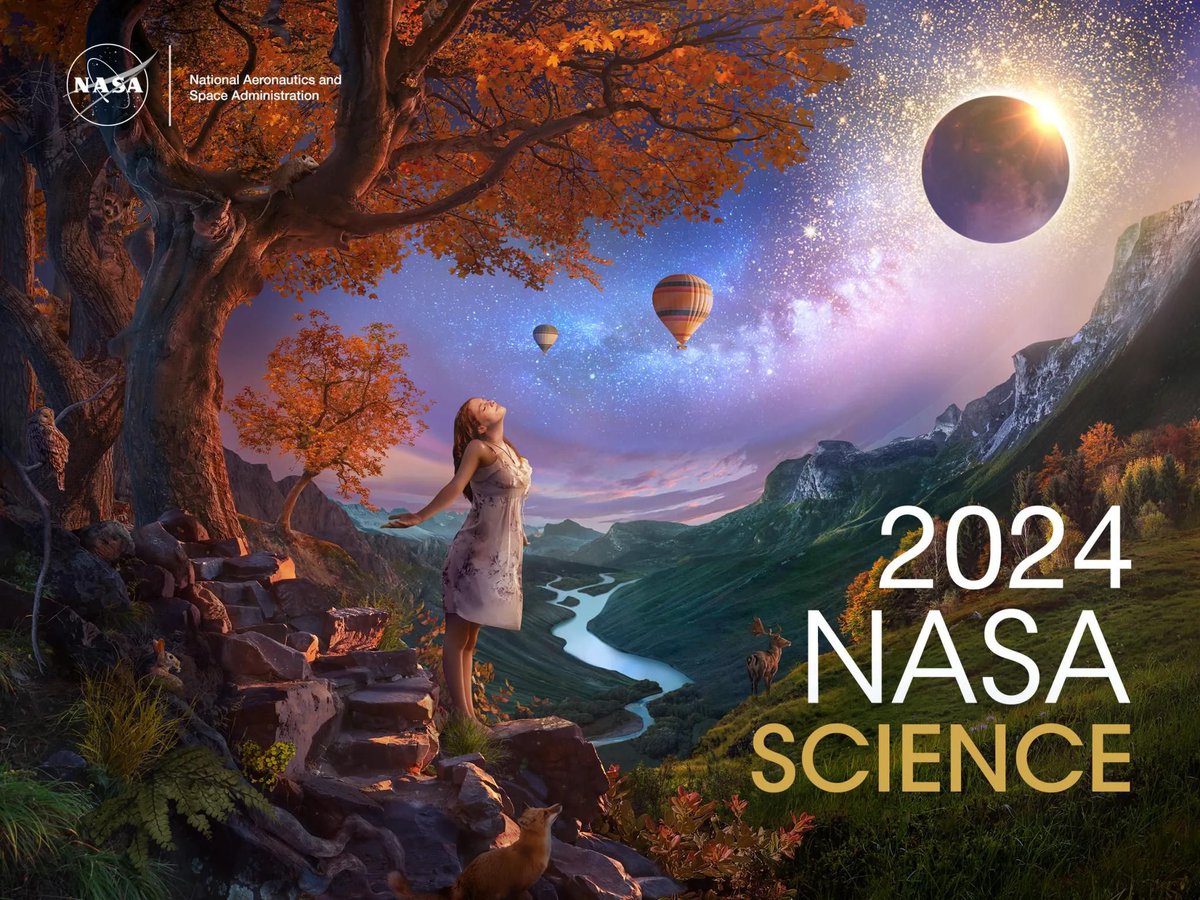 NASA's tweet image. Set the tone for the new year with the 2024 NASA Science Calendar, which includes 14 months of inspiring imagery from our missions. Download a free copy: go.nasa.gov/486Jntz