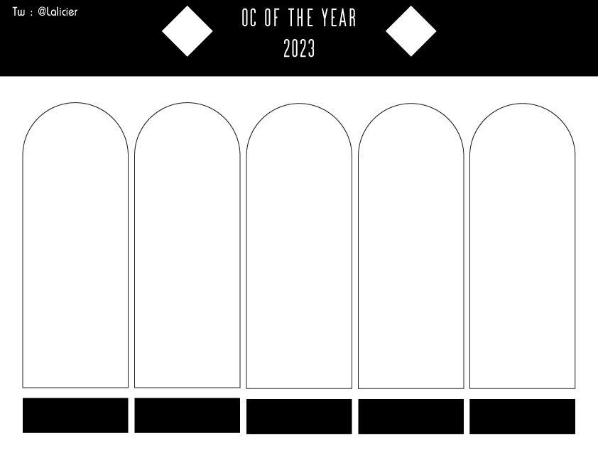 Lalicier's tweet photo. ตาราง #OCofTheYear2023 แบบขำๆ ลูกสมควรได้มงแบบไหน ช่องสีดำเอาไว้ใส่หัวข้อค่ะ เอนจอยค่ะ--- https://t.co/yF1dKMfwqv