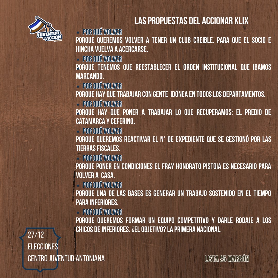 #AccionaKlix

Las bases de nuestro equipo para Juventud Antoniana.