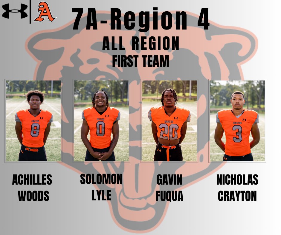 Congratulations to these young men for being named 7A Region 4 First Team‼️
@AchieCl 
<a href="/SolomonLyle0/">Solomon Lyle</a> 
<a href="/gavin_fuqua/">Gavin Fuqua</a> 
<a href="/nickcrayton19/">Nick Crayton</a>