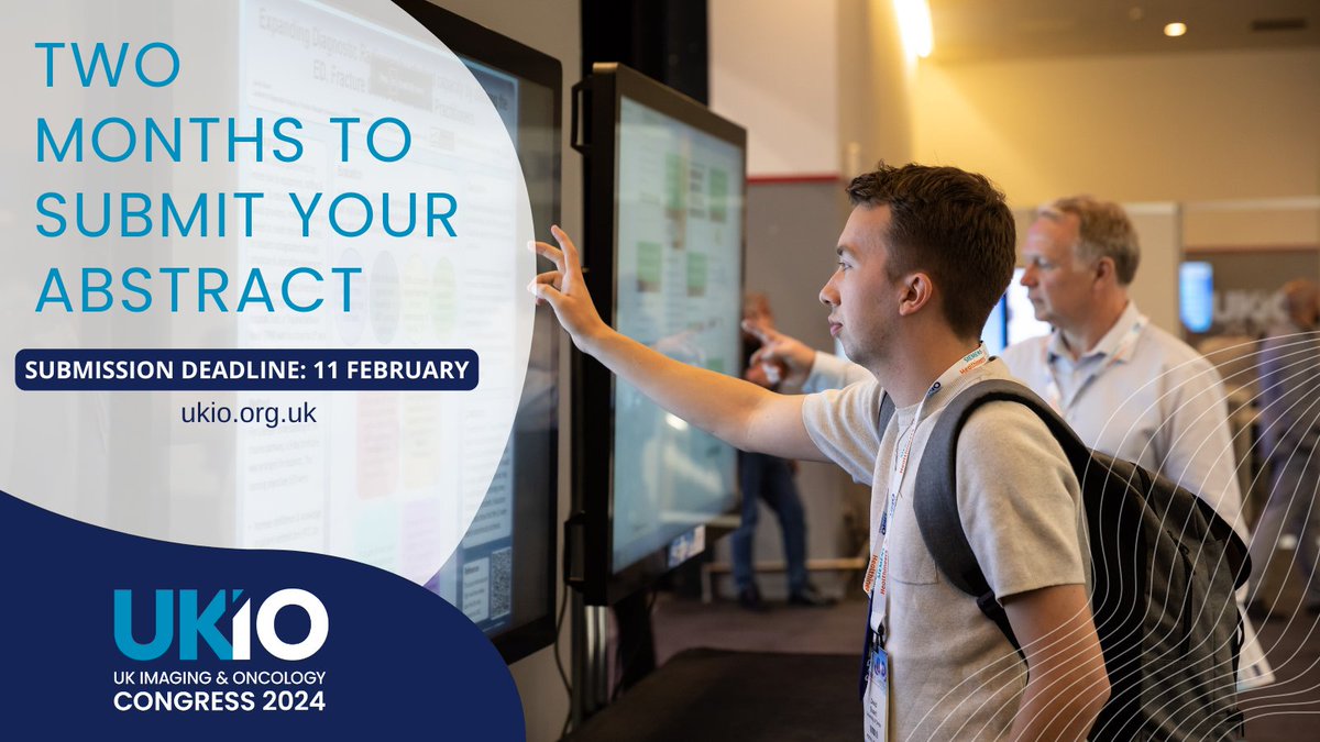 There are 2 months left to submit an abstract to be considered for presentation at #UKIO2024. We invite #imaging & #oncology papers to be considered for presentation as short oral talks or #ePosters. Full details bit.ly/3cnRpSd. Submission deadline: 11 Feb