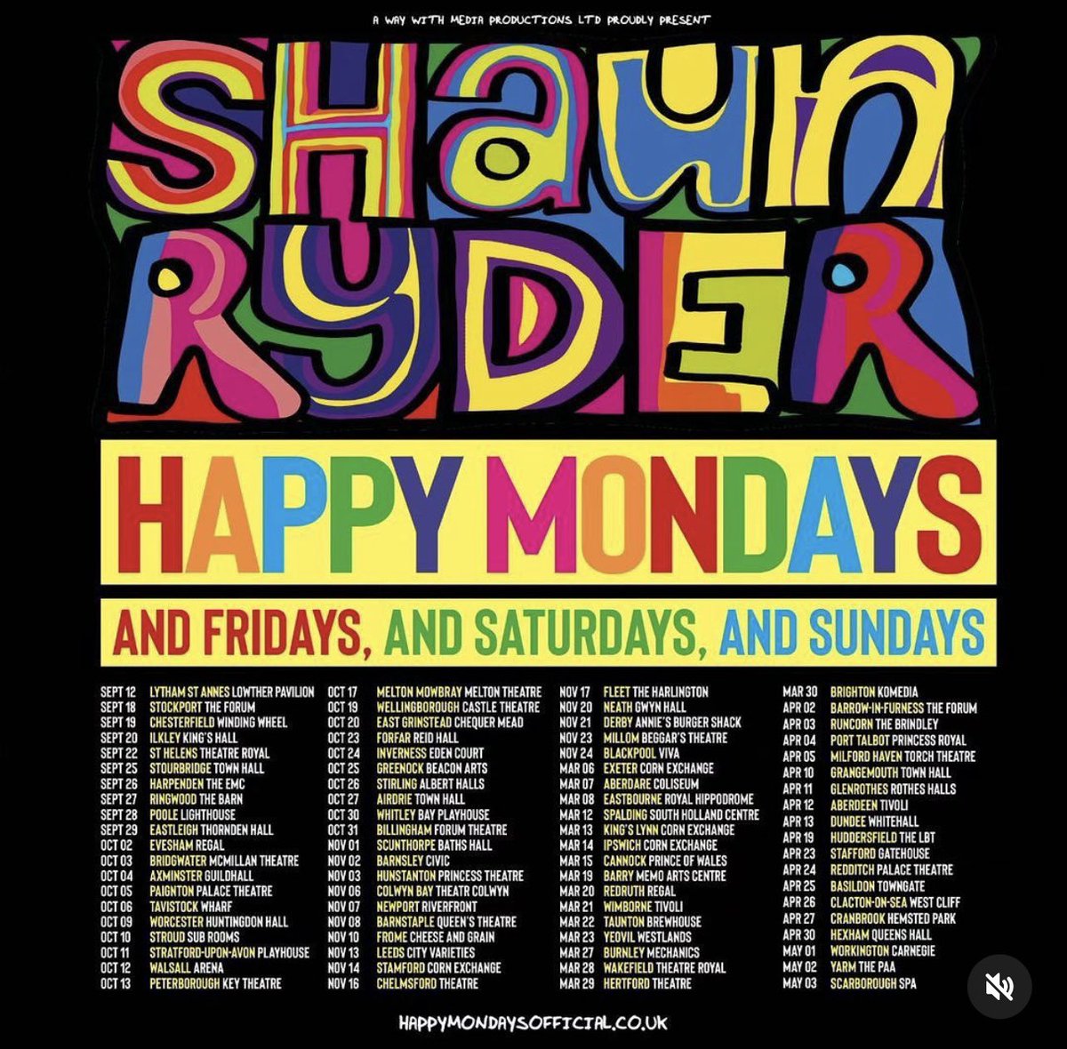 💥💥💥 New Q&A dates announced - tickets on sale NOW🎙️ Shaun Ryder - thrills, spills, and the best rock’n’roll stories of the past 30 years. Tickets: awaywithmedia.com/tours/shaun-ry… Hit the tours button and click on your local venue 👍🏻 #ShaunRyder #QandA #Tour @awaywithmedia