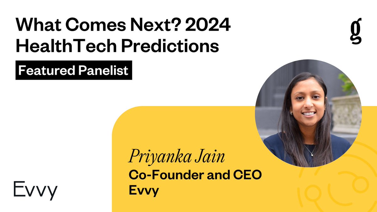 We're excited to share our last panelist for tomorrow's 2024 Predictions event: Priyanka Jain, Co-Founder &amp; CEO of <a href="/EvvyBio/">Evvy</a>. Priyanka made a splash for her women's health startup raising a large Series A earlier this year. Join the wait-list for the event: lu.ma/m5cuatz5