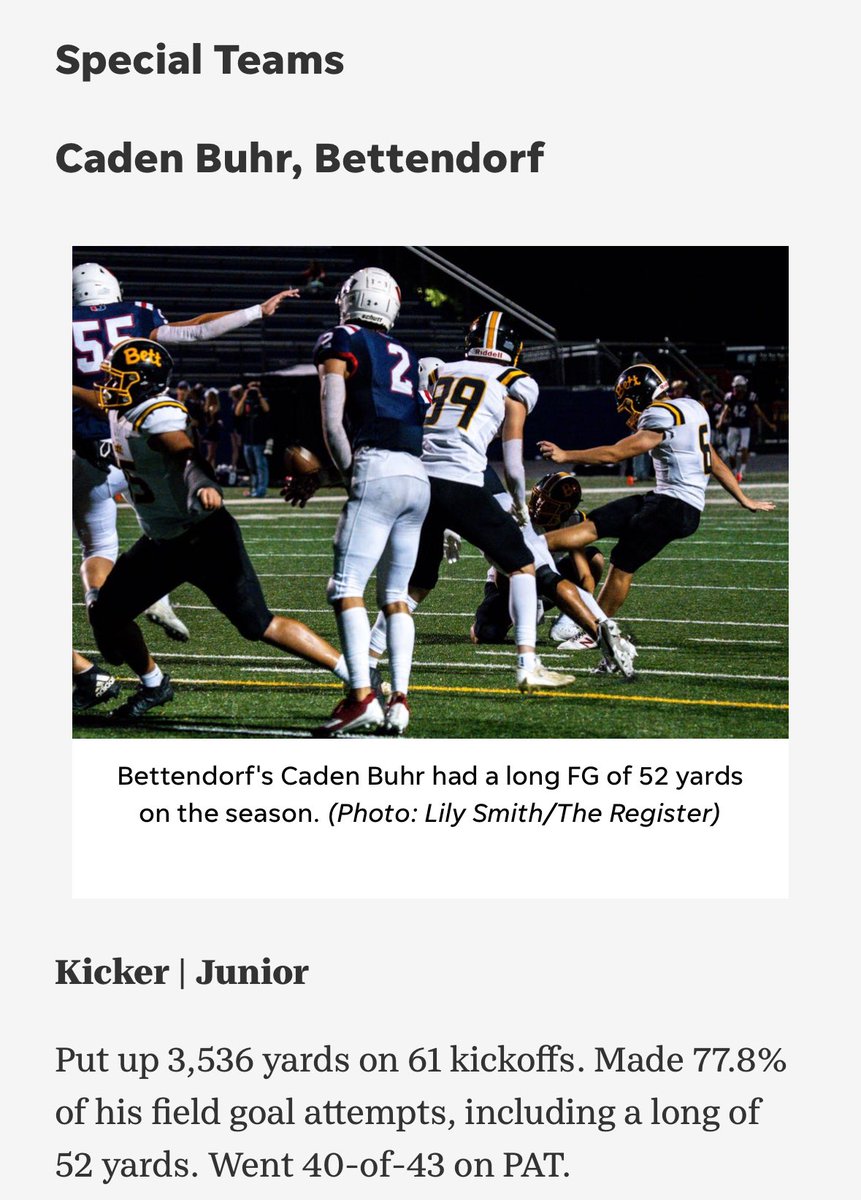 Honored to be named Des Moines Register Elite all state.