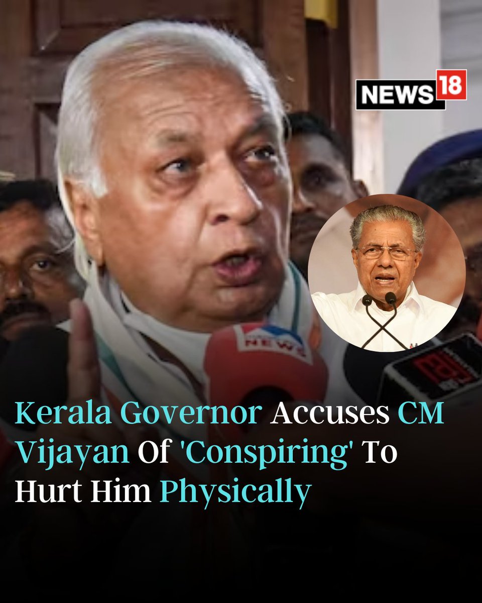 #Kerala Governor #ArifMohammedKhan accuses CM #VijayanPinarayi of plotting physical harm following an alleged car incident involving Students Federation of India (#SFI) activists

news18.com/india/they-hit…