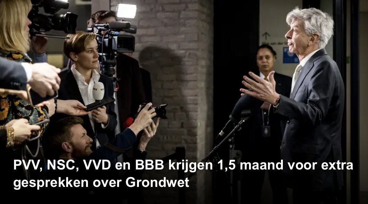 En nu gaan we anderhalve maand onderhandelen over de vraag of we in Nederland de grondwet, de grondrechten en de democratische rechtsstaat kunnen waarborgen? Wie had dat ooit voor mogelijk gehouden. nu.nl/formatie-2023/… via @NUnl.