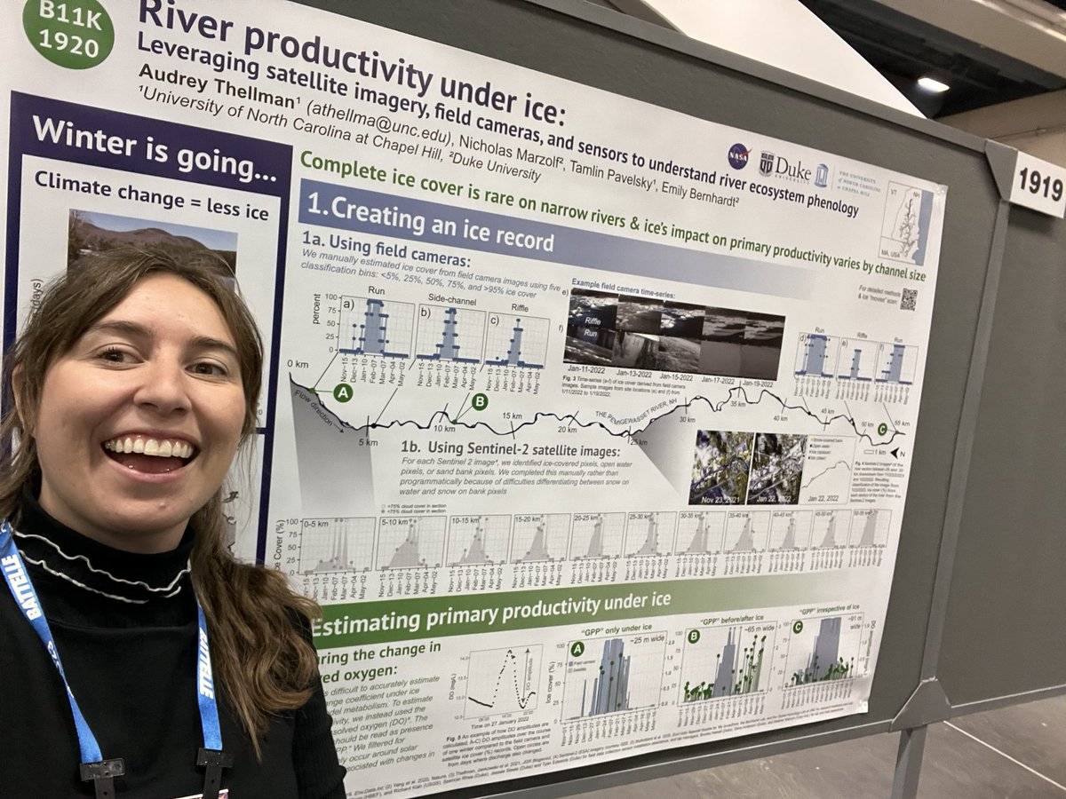 Want to learn about river ice and primary productivity ❄️🧊🛰️ Come check out my poster today at #AGU2023! Poster #: B11K-1920