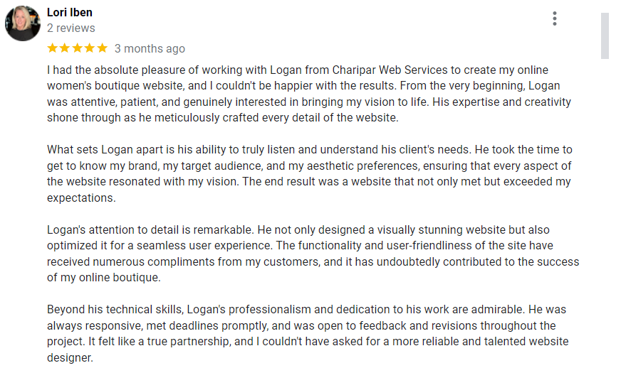 Always happy to hear my clients are satisfied using my web design services😀
chariparwebservices.com #iowacity #Northliberty