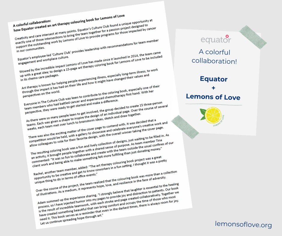 LemonsOfLove14's tweet image. Thank you to Equator Design for this unique collaboration of creativity for our care packages! 

#arttherapy #worksofheart #LemonsofLove