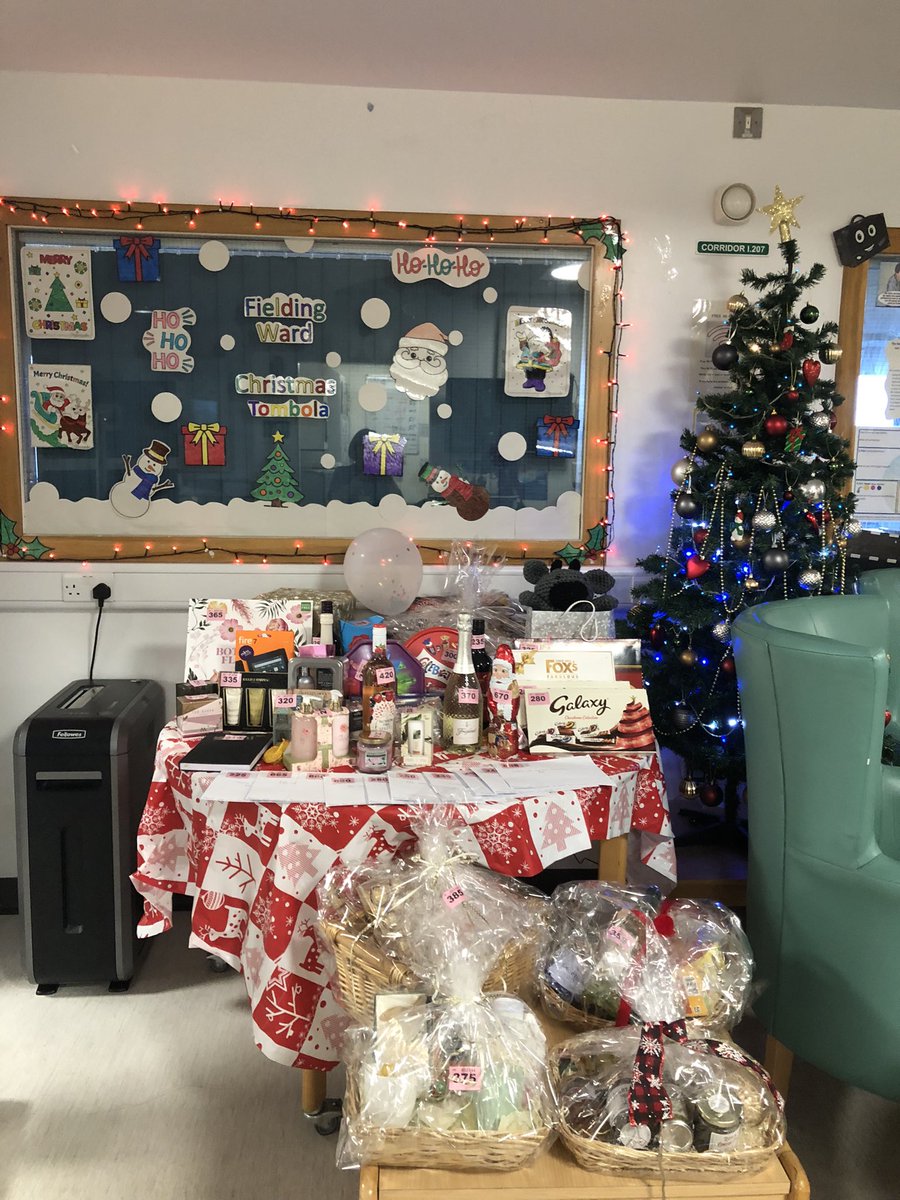Fielding Ward Christmas tombola started today, lots of lovely prizes are ready on display, please come to the ward for more details 😃
