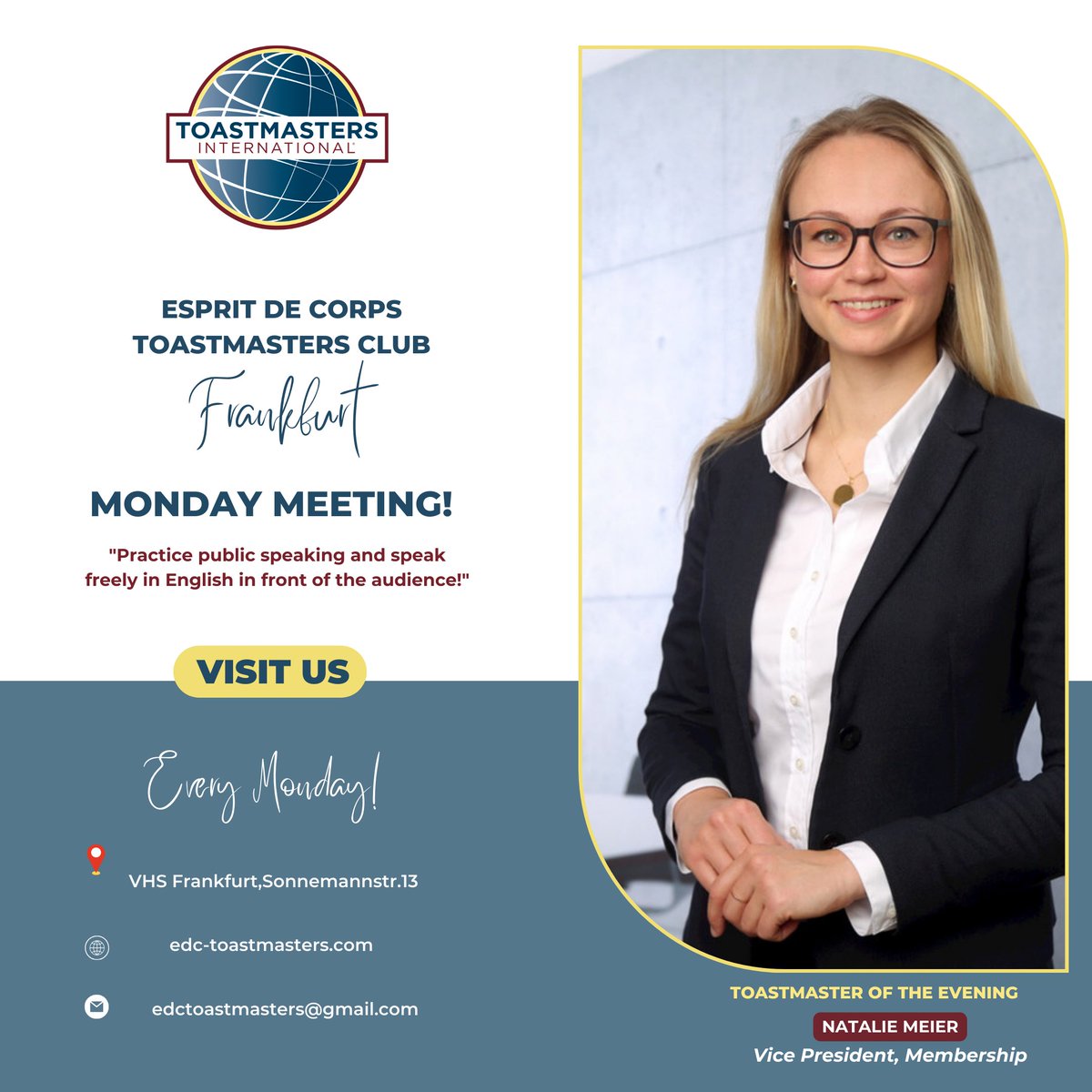 Get ready for a wild ride at our next Toastmasters Club meeting! The theme? "Having Fun"! Join our Toastmaster of the evening Natalie Meier she leads us into explore the lighter side of life, share laughs, and embrace the joy in every moment. #Toastmasters #HavingFun