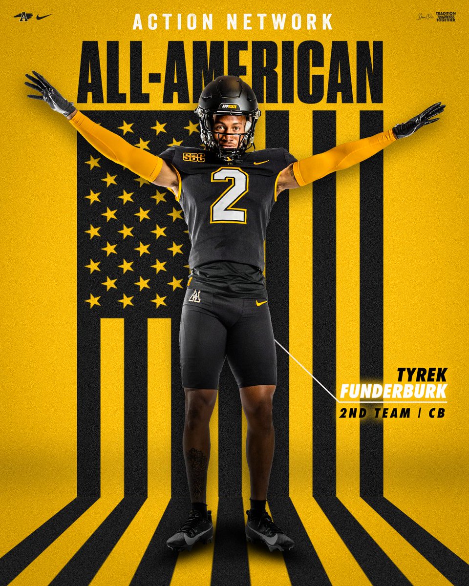 Congrats to CB @tfunderburk2 on being named a second-team All-American by the Action Network! 🏈 🇺🇸 #GoApp