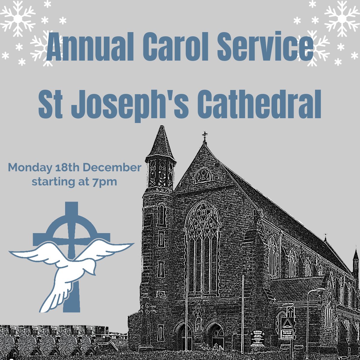 Join us next Monday evening, starting at 7pm, for our annual Carol Service at St Joseph's Cathedral! All are welcome!