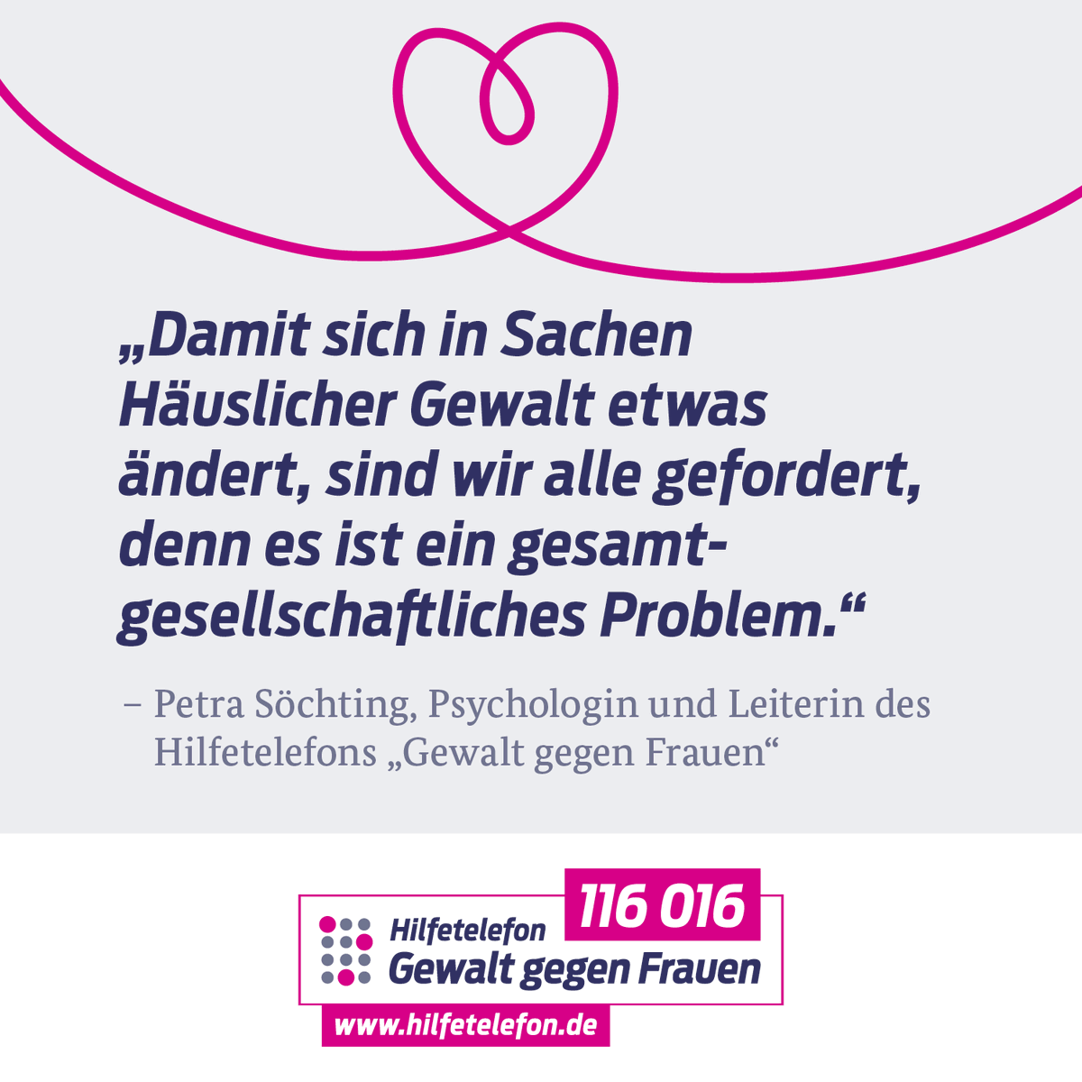 Im Rahmen eines aktuellen Berichts zum Thema Häusliche Gewalt macht die Leiterin des Hilfetelefons   deutlich, dass es sich hierbei um eine gesamtgesellschaftliche Aufgabe handelt. 
Den gesamten Bericht und die Dokumentation finden Sie hier: ardalpha.de/wissen/psychol…