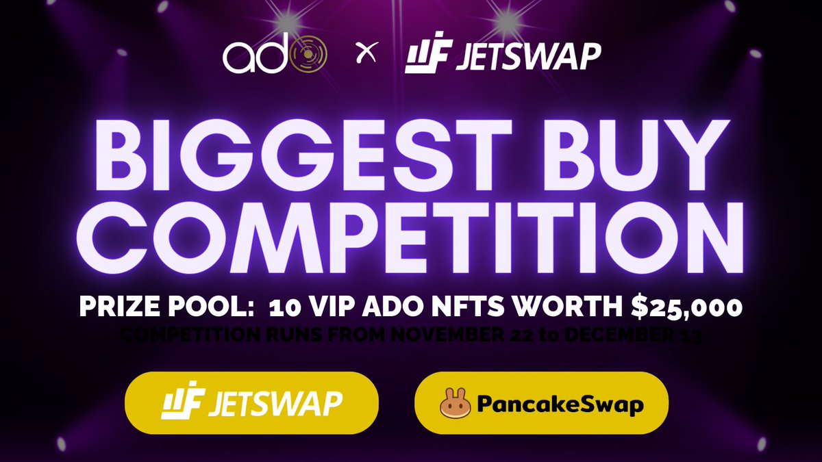 There's still time to buy $FUEL, $GFORCE, and $WINGS so you can get in on those VIP NFTs from @adoprotocol! Get in now before the market takes off! 📍 jetswap.finance