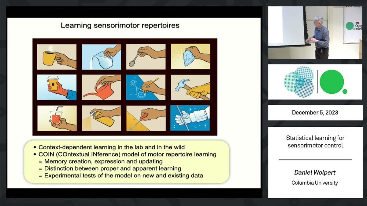 [video] "Statistical learning in human sensorimotor control"

Daniel Wolpert, Columbia University

Humans spend a lifetime learning, storing and refining a repertoire of  motor memories appropriate for the multitude of tasks we perform...

cbmm.mit.edu/video/statisti…