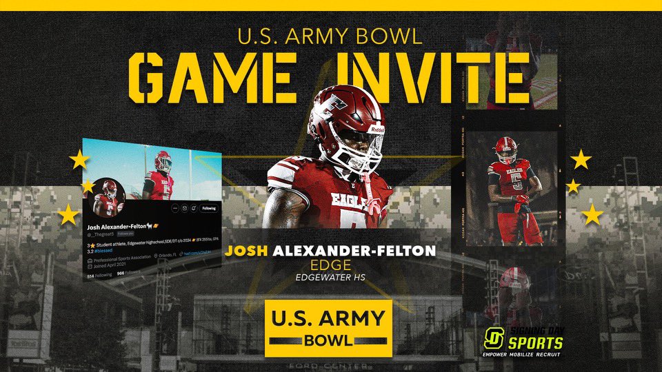 Blessed to be in the U.S Army Bowl 🙏🏾 @MattSeiler_SDS @USArmyBowl @NzoneFootball @SDSports @EdgewaterFB