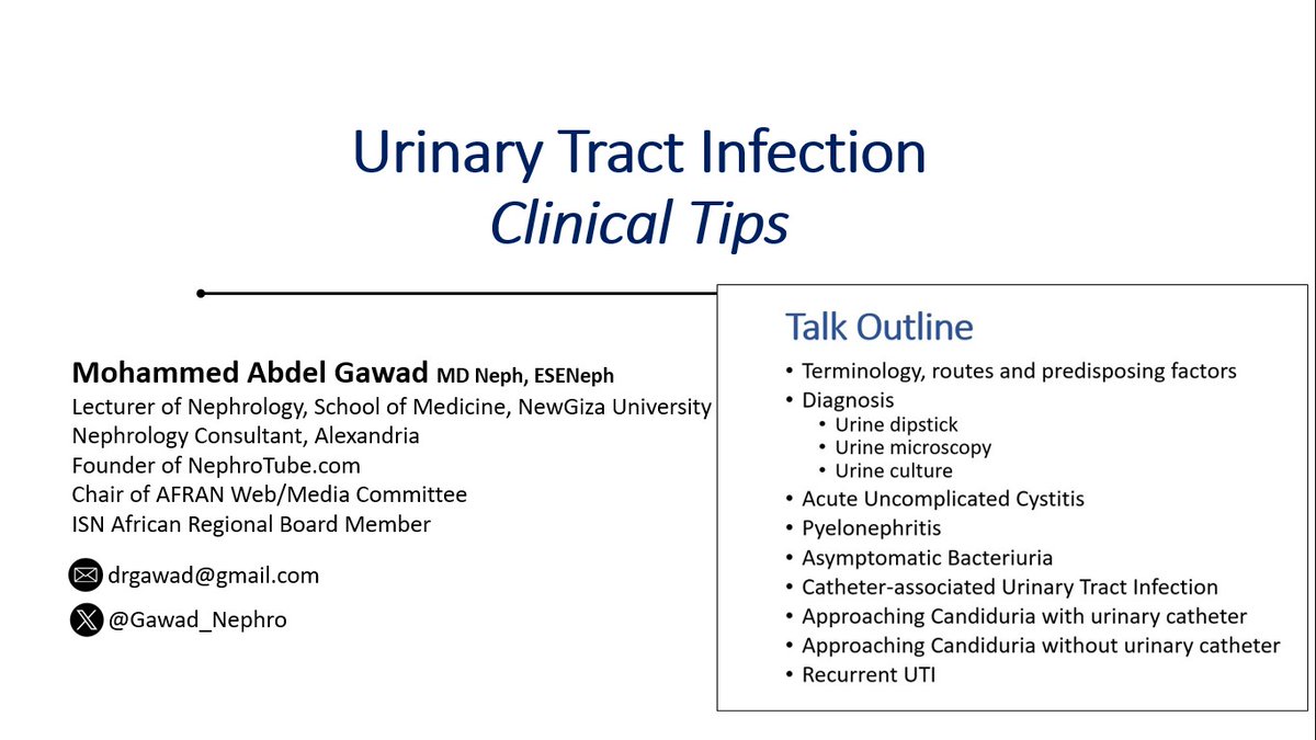 🚨Tweetorial and infographs Alert🚨 🚨Urinary tract infection🚨 👉This tweetorial is a summary of core curriculum by @AJKDonline: ajkd.org/article/S0272-… 👉 Recorded lecture for the topic: youtu.be/4MCu1C5xjvE 👉 PowerPoint of the lecture: slideshare.net/MohammedGawad/…