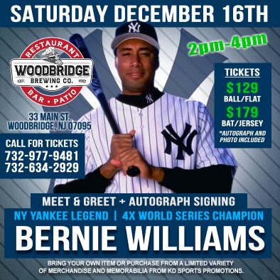 Just a reminder that this Saturday, December 16, I will be signing and taking photos at the Woodbridge Brewing Co in Woodbridge, NJ from 2-4 pm. You must CALL for tickets at (732) 977-8481 or (732) 634-2929. Info at www.woodbridgebrewingco. com Hope to see you there !