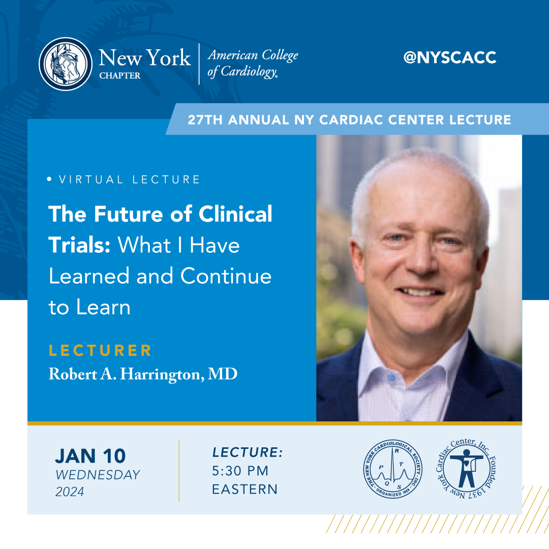 New York Chapter, ACC (@nyscacc) on Twitter photo Please make sure to save the date (Jan. 10th!) for the 27th Annual New York Cardiac Center Lecture, featuring <a href="/HeartBobH/">Robert Harrington</a>!
We hope to see you there! 
#ACCChapters #CardioTwitter Please make sure to save the date (Jan. 10th!) for the 27th Annual New York Cardiac Center Lecture, featuring <a href="/HeartBobH/">Robert Harrington</a>!
We hope to see you there! 
#ACCChapters #CardioTwitter