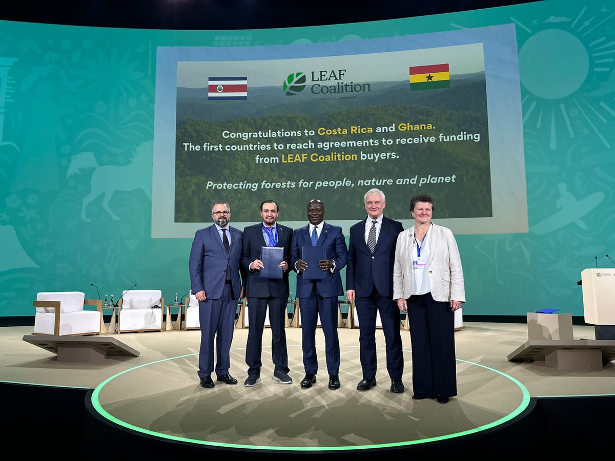 The #LEAFCoalition celebrated our pioneering agreements with Ghana and Costa Rica, the first to involve multiple private sector buyers, with a special ceremony over the weekend during the FCLP Ministerial Event at @COP28_UAE.