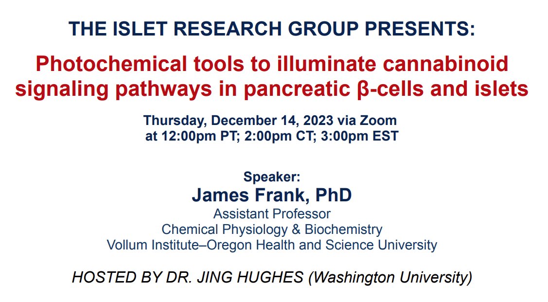 Come chill with us this Thursday, islet cannabinoids by James Frank @jF_lab_ last talk of 2023. DM for zoom link✌️