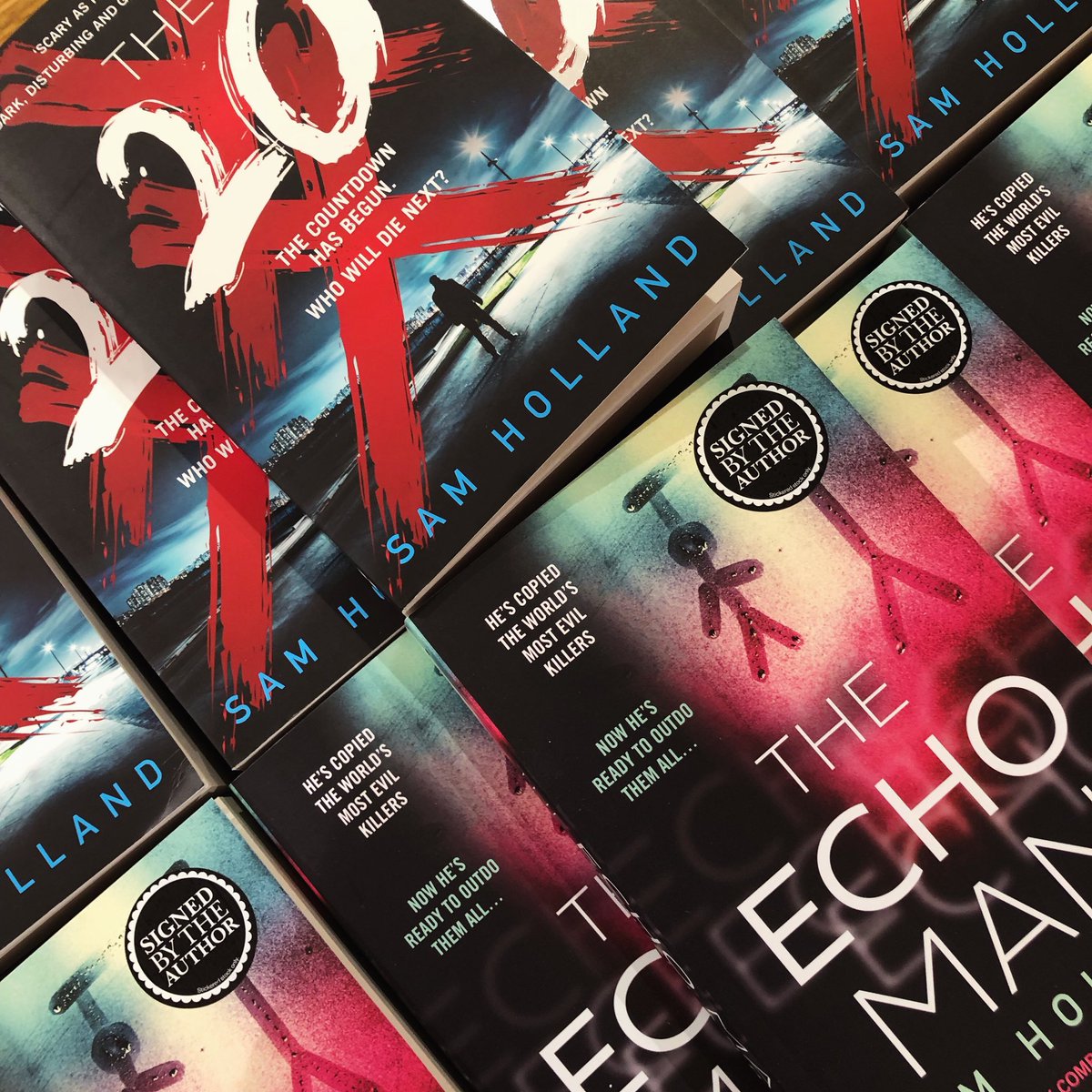 Loads of signed copies of #TheEchoMan and #TheTwenty now available at @waterstonesWQ !!