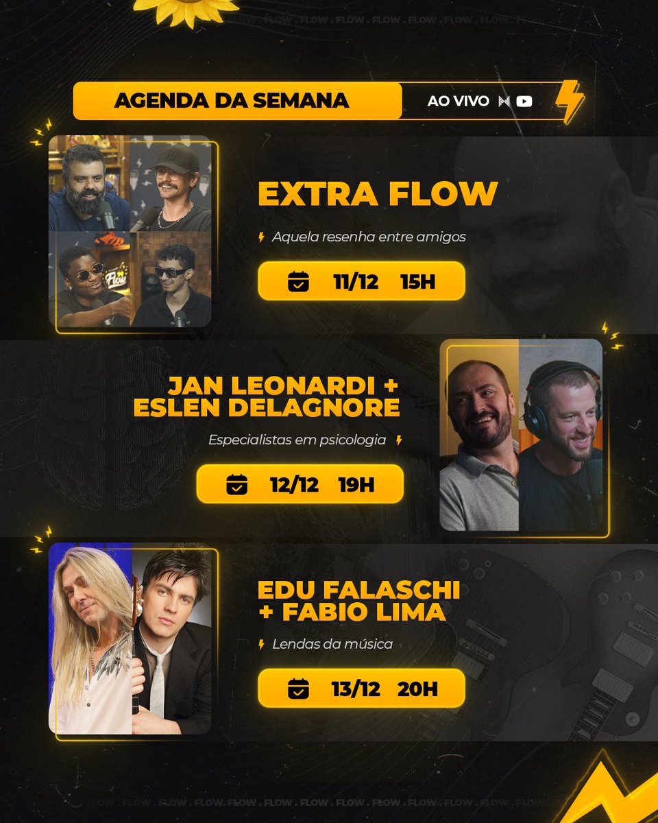 Flow Podcast on X: AGENDA DA SEMANA: • SEGUNDA 14/08 19h - Arthur