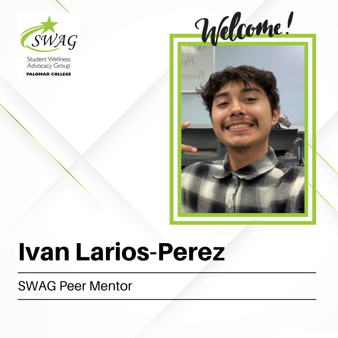 Our Student Wellness Advocacy Group (SWAG) is thrilled to welcome Ivan to the team! As a peer mentor, Ivan would like to help provide insight on behavioral and mental health to fellow students. Welcome Ivan!!!! 🥳🎉

#peermentor #mentalhealthmatters #studentadvocate