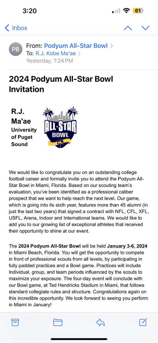 Blessed to receive an invite to the 2024 Podyum All-Star Bowl <a href="/PodyumBowl/">The Podyum All-Star Bowl</a>