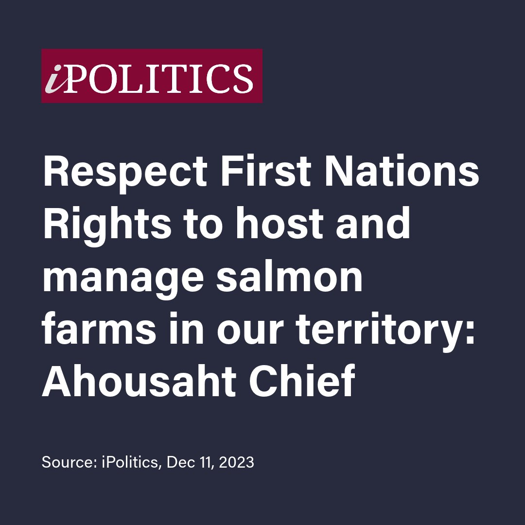 "It’s time for the federal government to honour their commitments to First Nations. This means honouring our sovereign rights to host and manage salmon farms in our territory." 

READ: bit.ly/4ahzMS8 

#bcpoli #cdnpoli #fnpoli