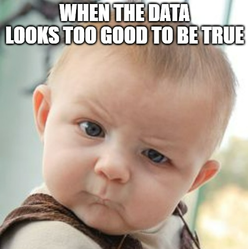 PragInstData's tweet image. That moment when you stumble upon a set of data that looks so perfect, it&apos;s almost too good to be true 🕵️‍♂️

In the world of data science, it&apos;s important to question when the insights are as extraordinary as they seem.

#DataScience #DataAnalysis