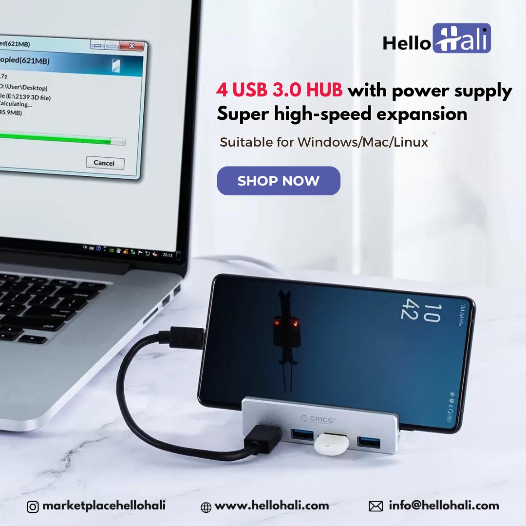 𝟰 𝗨𝗦𝗕 𝟯.𝟬 𝗛𝗨𝗕 𝘄𝗶𝘁𝗵 𝗽𝗼𝘄𝗲𝗿 𝘀𝘂𝗽𝗽𝗹𝘆 𝗦𝘂𝗽𝗲𝗿 𝗵𝗶𝗴𝗵-𝘀𝗽𝗲𝗲𝗱 𝗲𝘅𝗽𝗮𝗻𝘀𝗶𝗼𝗻 𝟱𝗚𝗕𝗣𝗦 𝗗𝗮𝘁𝗮 𝗧𝗿𝗮𝗻𝘀𝗺𝗶𝘀𝘀𝗶𝗼𝗻

 #USBHub #LaptopAccessories #TechGadgets #ComputerAccessories #hellohali