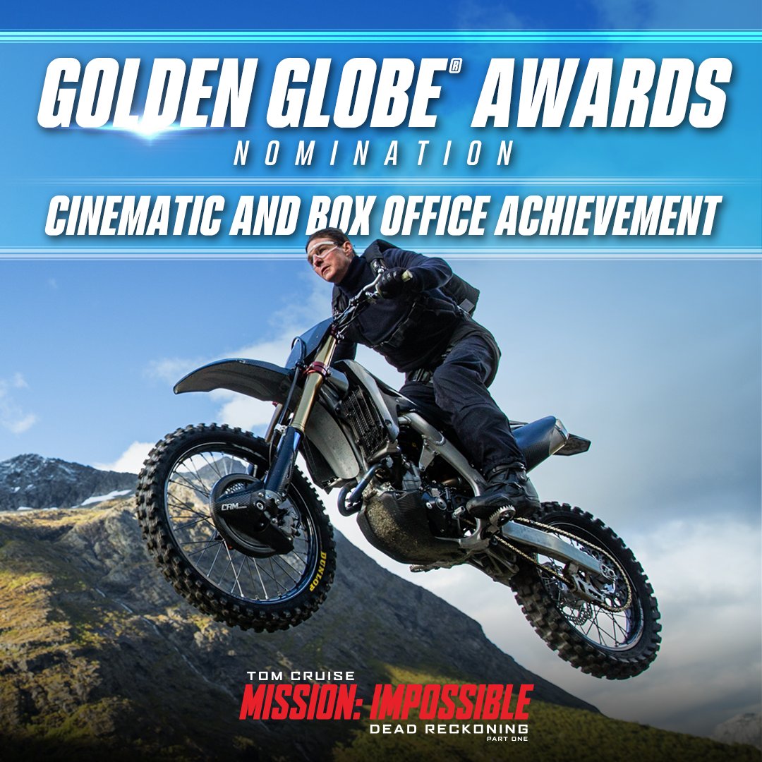 #MissionImpossible - Dead Reckoning Part One has been nominated for Cinematic and Box Office Achievement by the #GoldenGlobes