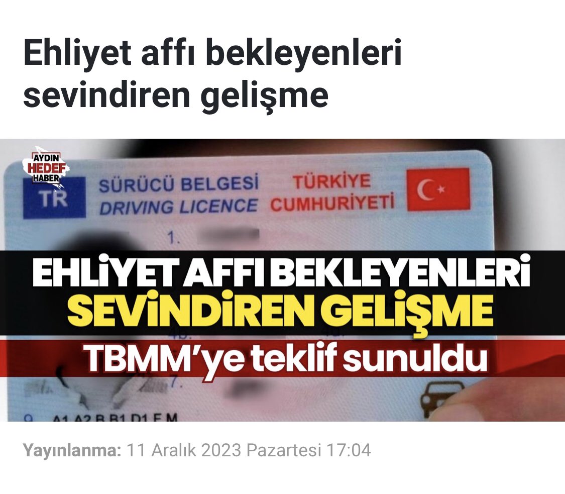 MeclisEhliyet AffıBekliyoruz

📍Çok Mağduruz 
Ölümlü Kazalar Hariç Sadece Bir Defaya Mahsus ✅#EhliyetAffı Müjdesi İstiyoruz.

<a href="/RTErdogan/">Recep Tayyip Erdoğan</a> <a href="/DoganBekin/">Doğan Bekin</a> <a href="/yilmaztunc/">Yılmaz TUNÇ</a> @ErbakanFatih <a href="/mkulunk/">Metin KÜLÜNK</a> <a href="/KucukkayaIsmail/">Ismail Kucukkaya</a> <a href="/cemkucuk55/">Cem Küçük</a> <a href="/TC_icisleri/">T.C. İçişleri Bakanlığı</a> <a href="/AliYerlikaya/">Ali Yerlikaya</a> <a href="/_cevdetyilmaz/">Cevdet Yılmaz</a> <a href="/melihguuner/">Melih Güner</a>