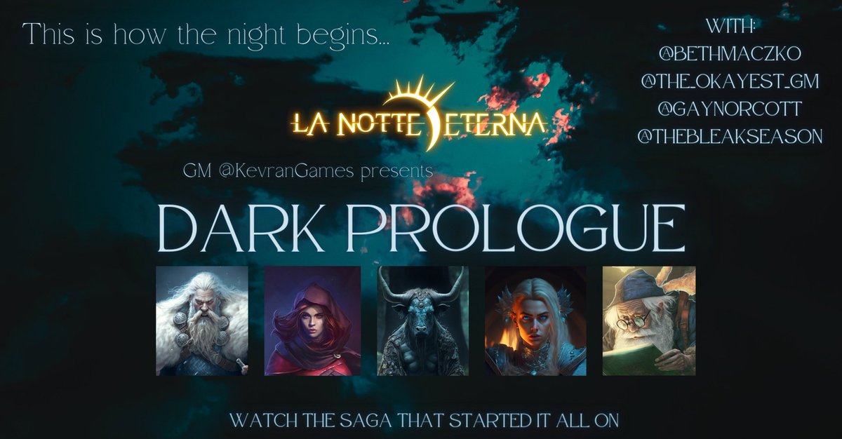 The Eternal Night begins... AGAIN?!

Watch the Complete #LaNotteEternaRPG Saga - from the very beginning - on Twitch. 

Tonight at 8 pm EST, a new Night begins!

m.twitch.tv/lanotteeterna

#dnd5e #actualplay